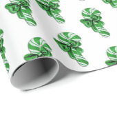 Vintag Peppermint Green Candy Cane mit Bow Geschenkpapier (Rolleneckpunkt)