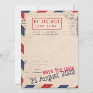 Vintag per Luftpost Flat Save the Date Karte