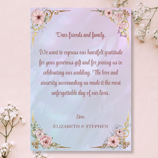 Vintag Periwinkle Pink Peony Dankeschön Karte