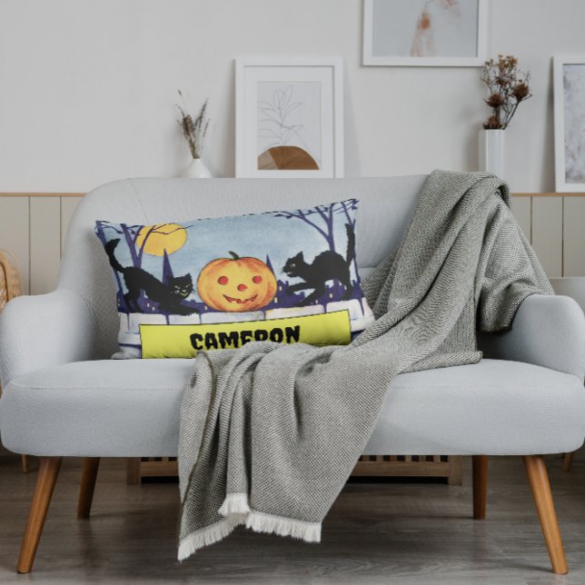 Vintag personalisierbare Katzen KürbisHalloween Lendenkissen (Von Creator hochgeladen)