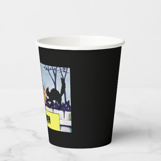 Vintag personalisierbare Katzen KürbisHalloween Pappbecher (Links)