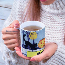 Vintag personalisierbare Katzen KürbisHalloween Tasse