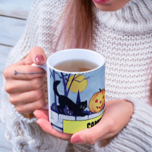 Vintag personalisierbare Katzen KürbisHalloween Tasse