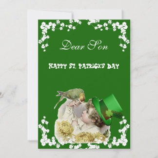 Vintag Pet Bird St Patrick's Day Son/Grandson Feiertagskarte