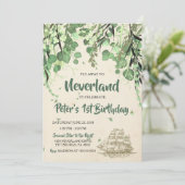 Vintag Peter Pan Neverland Einladung zum Geburtsta (Stehend Vorderseite)