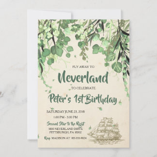 Vintag Peter Pan Neverland Einladung zum Geburtsta