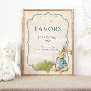 Vintag Peter Rabbit Boy Baby Duschfavoriten Poster