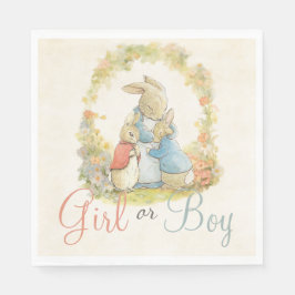 Vintag Peter The Rabbit Gender Reveal Boy Girl Serviette