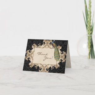 Vintag Pfau & Etchings Hochzeit Dankeschön Hinweis Dankeskarte