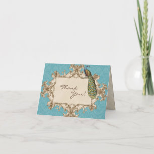 Vintag Pfau & Etchings Hochzeit Dankeschön Hinweis Dankeskarte