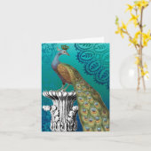 Vintag-Pfau-notecard Karte (Gelbe Blume)