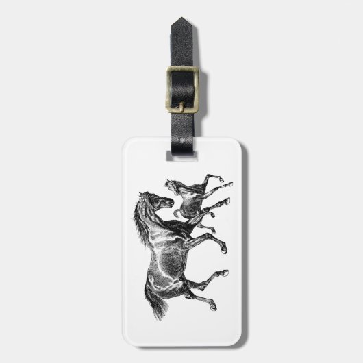 Vintag Pferde Mutter Babyfohlen Gepäckanhänger (Vorderseite vertikal)