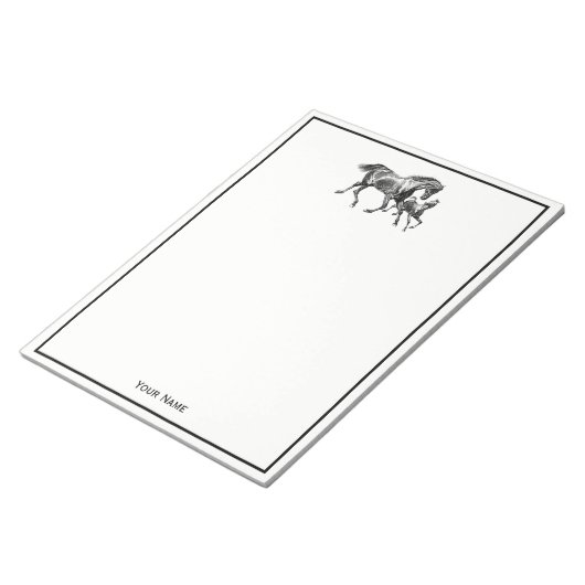 Vintag Pferde Mutter Babyfohlen Notizblock (angewinkelt)