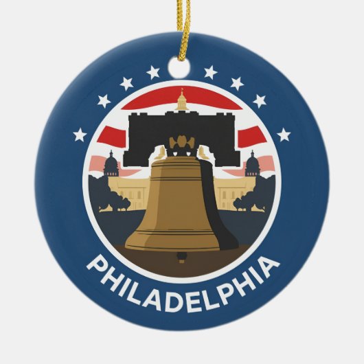 Vintag Philadelphia Liberty Bell Keramik Ornament (Vorne)