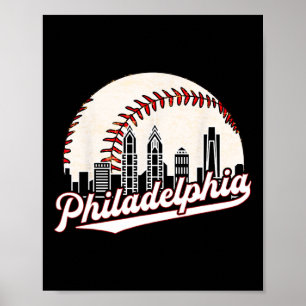 Vintag Philadelphia Philly Cityscape Baseball Sky Poster