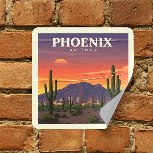 Vintag Phoenix Arizona Quadratischer Aufkleber