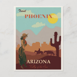 Vintag Phoenix Arizona Wüstencowgirl Postkarte