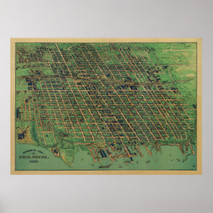 Vintag Pictorial Map of Erie PA (1909) Poster