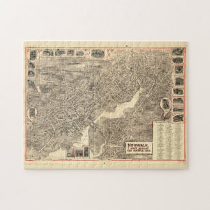 Vintag Pictorial Map of Norwalk CT (1889) Puzzle