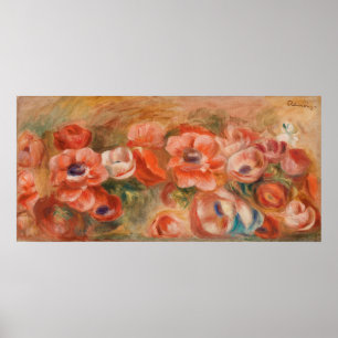 Vintag Pierre Auguste Renoir Blue Pink Anemones Poster