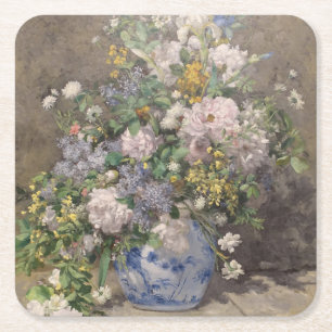 Vintag Pierre Auguste Renoir Spring Bouquet Rechteckiger Pappuntersetzer