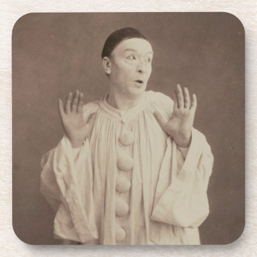 Vintag Pierrot Clown Getränkeuntersetzer (Vorderseite)