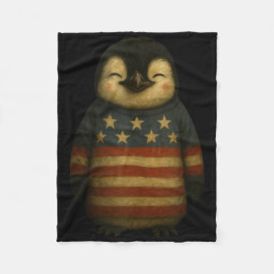 Vintag Pinguin American Flag feiert 4. Juli Fleecedecke