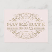 Vintag Pink Antique Geblüht Save the Date Ankündigungspostkarte (Vorderseite)
