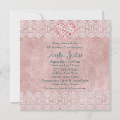 Vintag Pink Aquamarin Baby Girl Foto Christening Einladung (Rückseite)