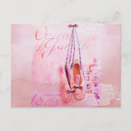 Vintag Pink Aquarell Ballerina Ballerina Ballett Postkarte
