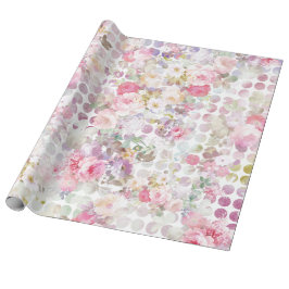 Vintag Pink Aquarell Rose Floral Polka Dosen Geschenkpapier