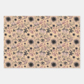 Vintag Pink Art Nouveau Botanischer Hummingvogel Geschenkpapier Set (Vorderseite)