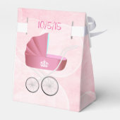Vintag Pink Baby & Carriage Zelt Gefälligkeitsboxe Geschenkschachtel (Rückseite)