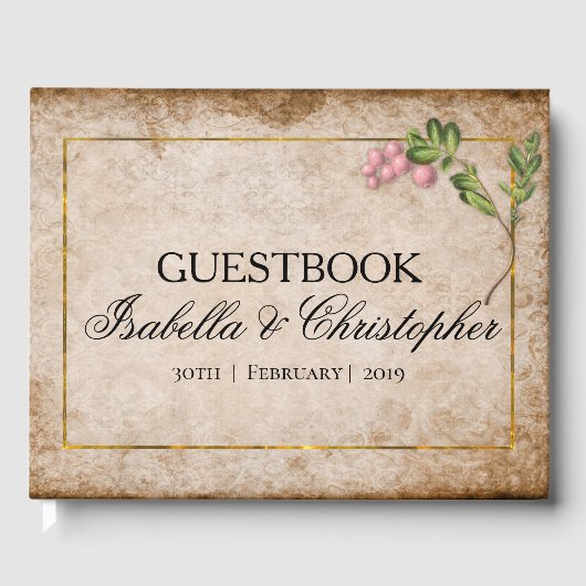 Vintag Pink Berries Wedbook Gästebuch (Vorderseite)