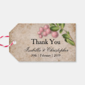 Vintag Pink Berries Wedding Danke Geschenkanhänger (Rückseite Horizontal)