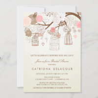 VINTAG PINK BIRDCAGES BRIDAL SHOWER EINLADUNG