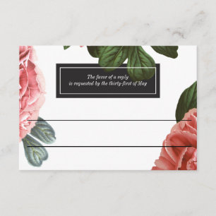 Vintag   Pink Black & White RSVP Karte
