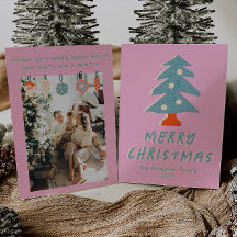 Vintag Pink Blue Colorful Funky Tree Weihnachten