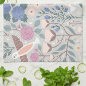 Vintag Pink Blue Hübsch Birds Blumenmuster Art Geschirrtuch (Gefaltet)