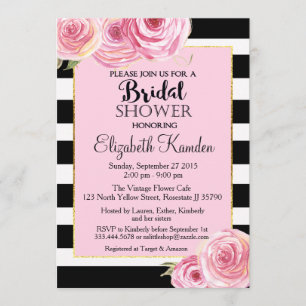 Vintag Pink Blume Bridal Dusche Einladung