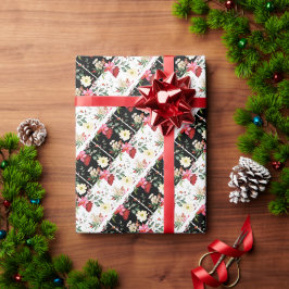 Vintag Pink Blume schwarz-weiß Diagonal Streifen Geschenkpapier
