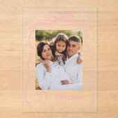 Vintag Pink Bow Frohe Weihnachten Foto Acryleinladungen (Vorderseite)