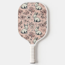 Vintag Pink Bunny Pickleball Paddel