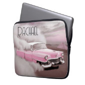 Vintag Pink Cadillac Laptopschutzhülle (Vorderseite Links)