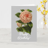 Vintag Pink Camellia Albino Botti Geburtstag Karte (Gelbe Blume)