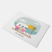 Vintag Pink Campingplatz Flamingos Fußmatte (Schrägansicht)