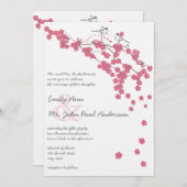 Vintag Pink Cherry Blossom Chickadee Wedding Einladung (Vorne/Hinten)