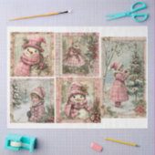 Vintag Pink Christmas 2 Seidenpapier (Basteln)