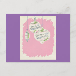 Vintag Pink Christmas Feiertagspostkarte