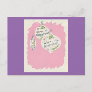 Vintag Pink Christmas Feiertagspostkarte